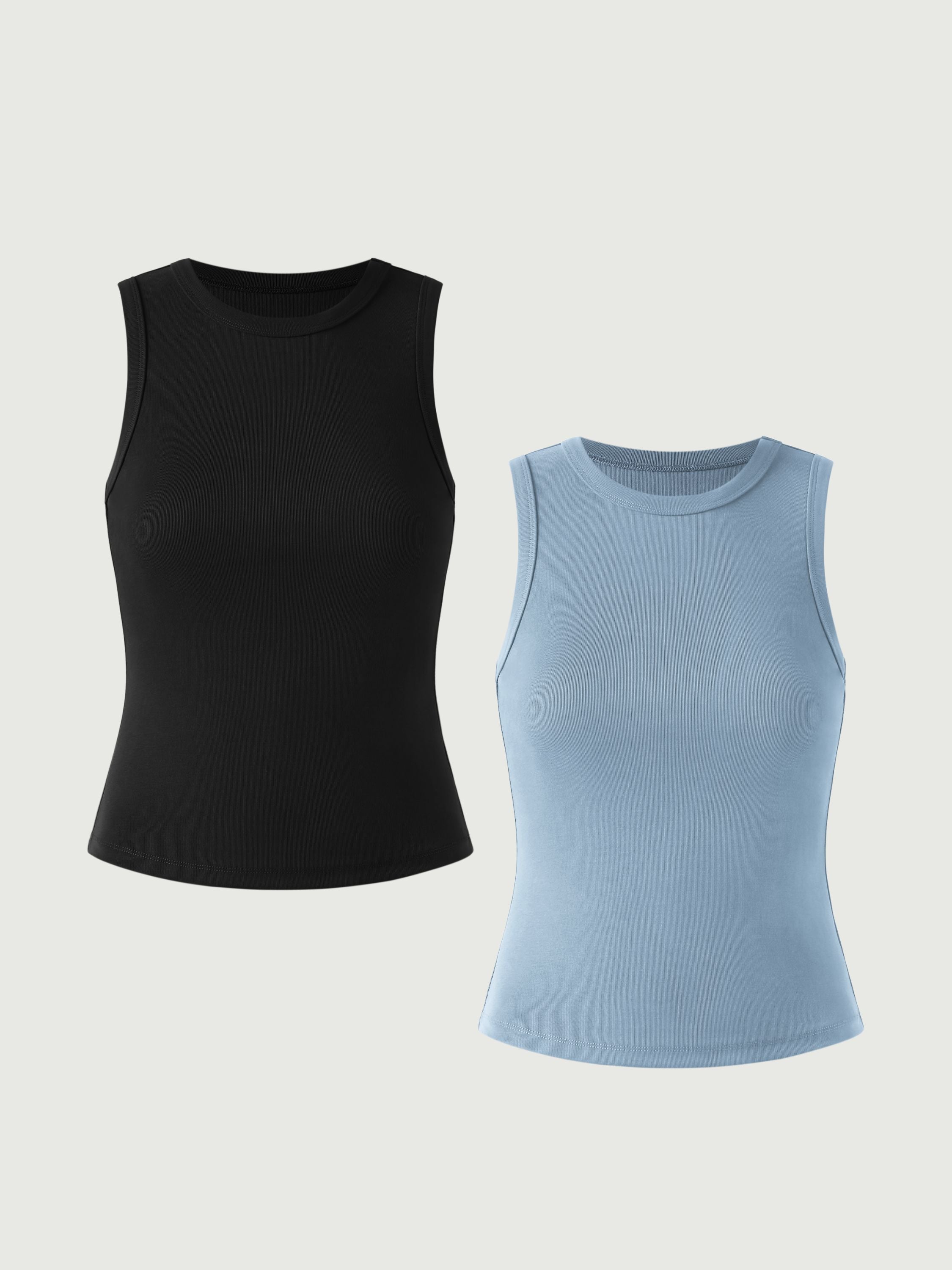 Staple Everyday Tank Top 2Pcs Set - Black/Blue Charcoal