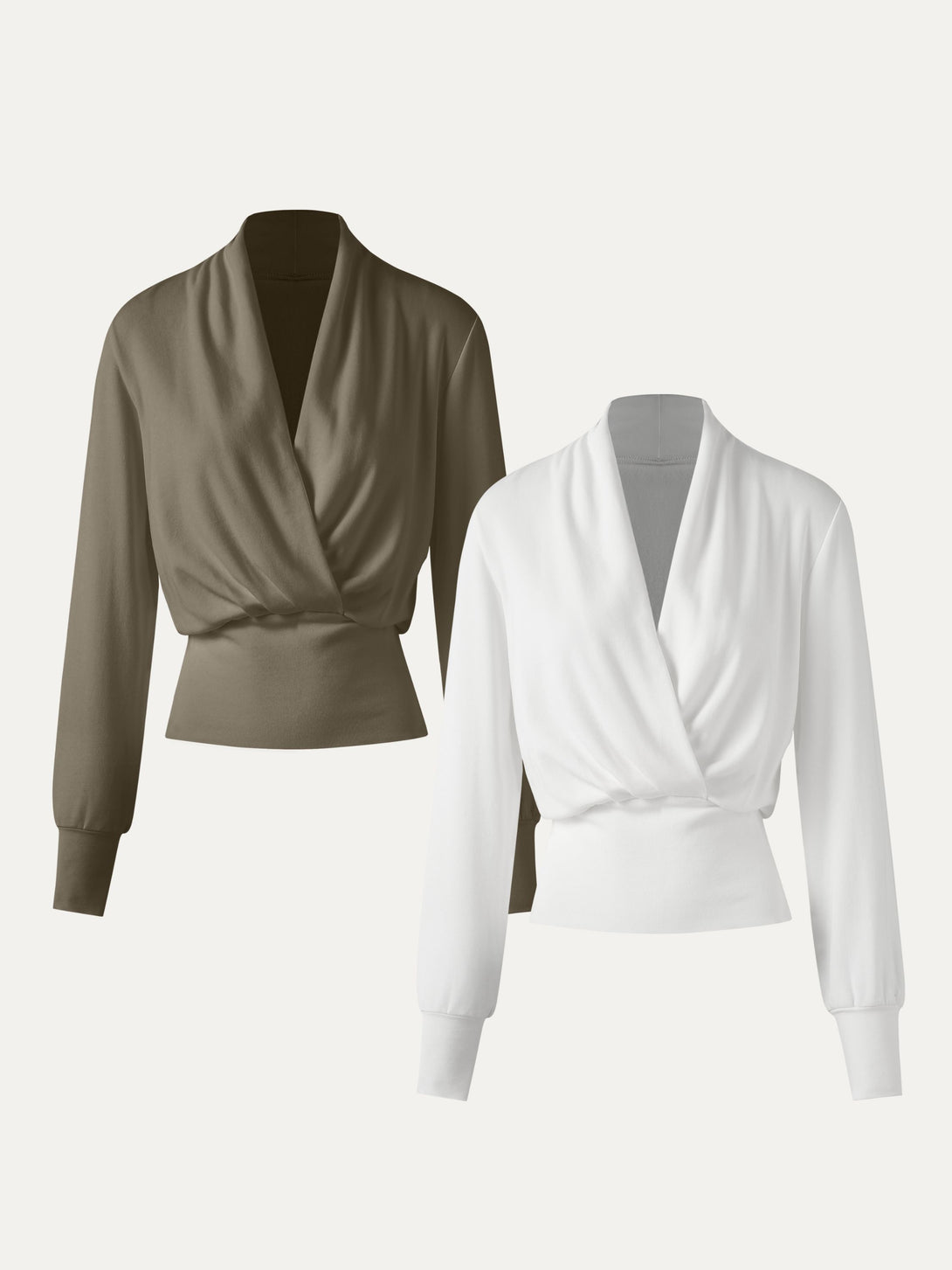 2Pcs Set Surplice Tuckable Top White/Materica XS