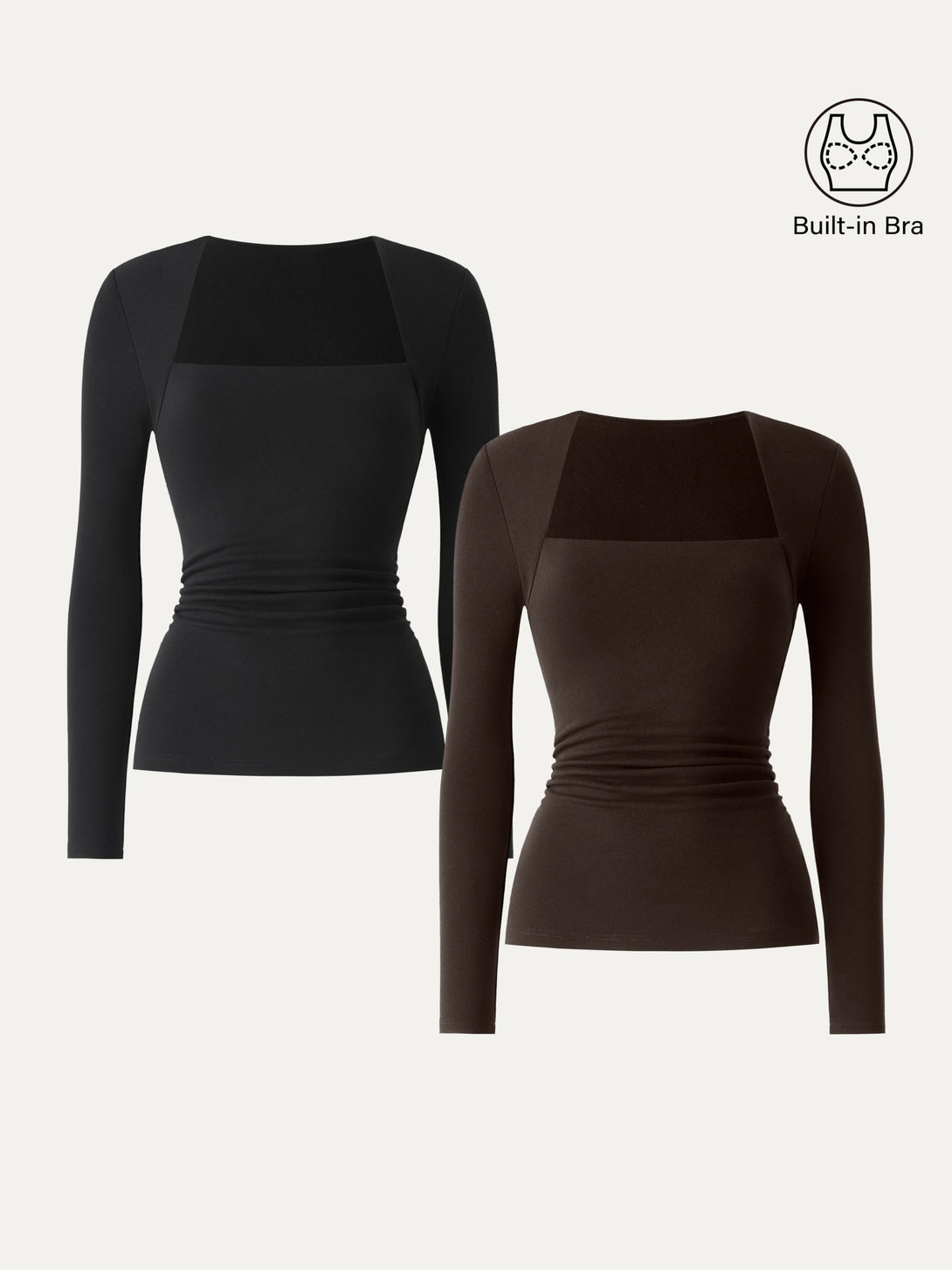 Angular Square Neck Side Ruched Brami Black/Espresso Shut XS