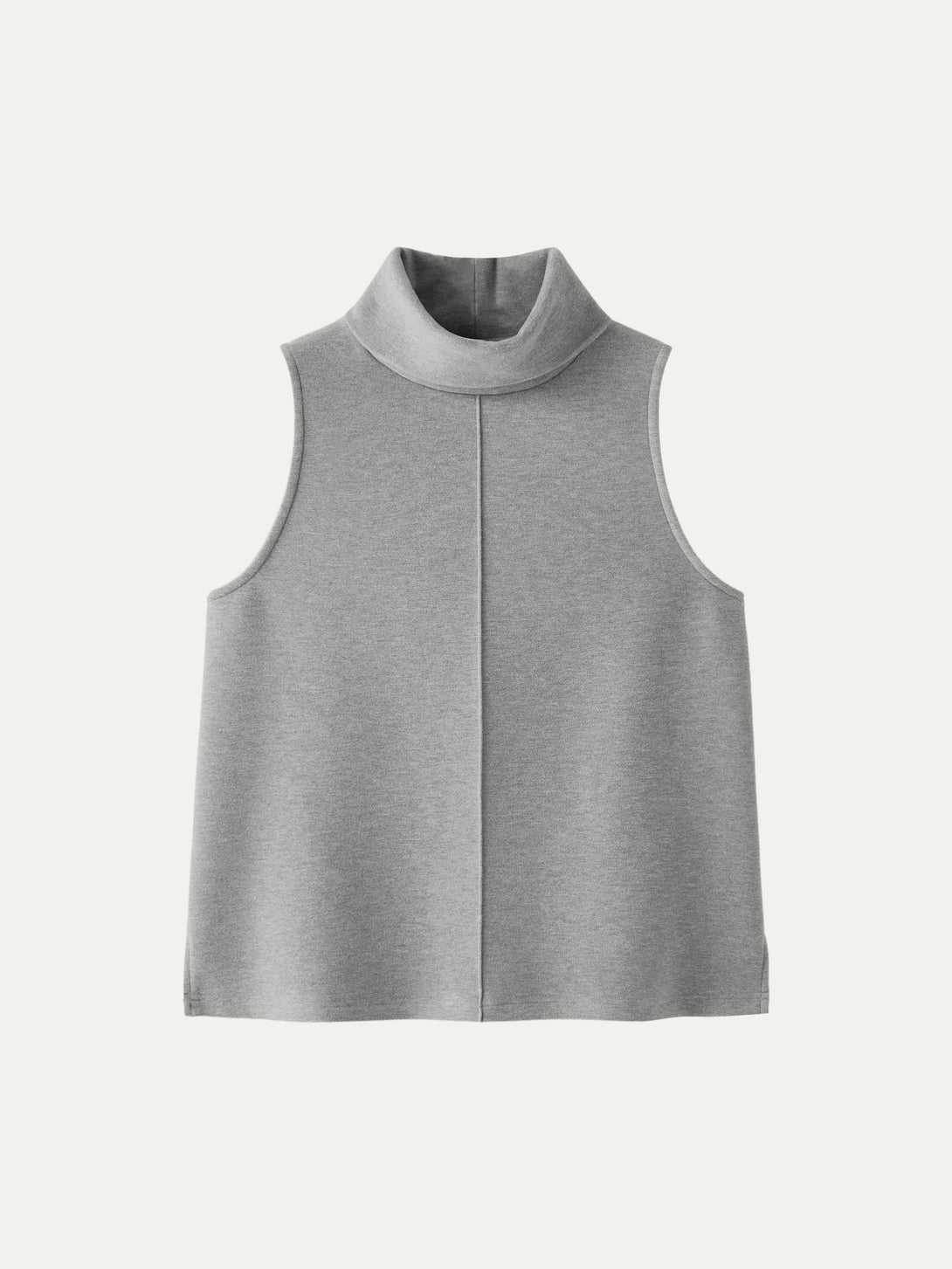 Turtle Neck Split Hem Top Heather Grey XS