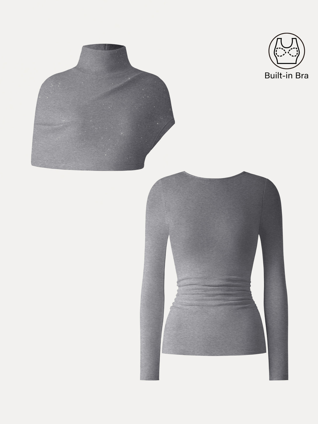 Shimmering Turtleneck Cap with Boatneck Brami Heather Grey XS