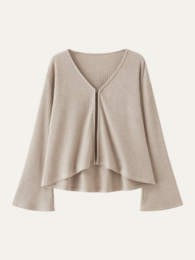 OGLmove V Neck Flare Long Sleeve Cardigan