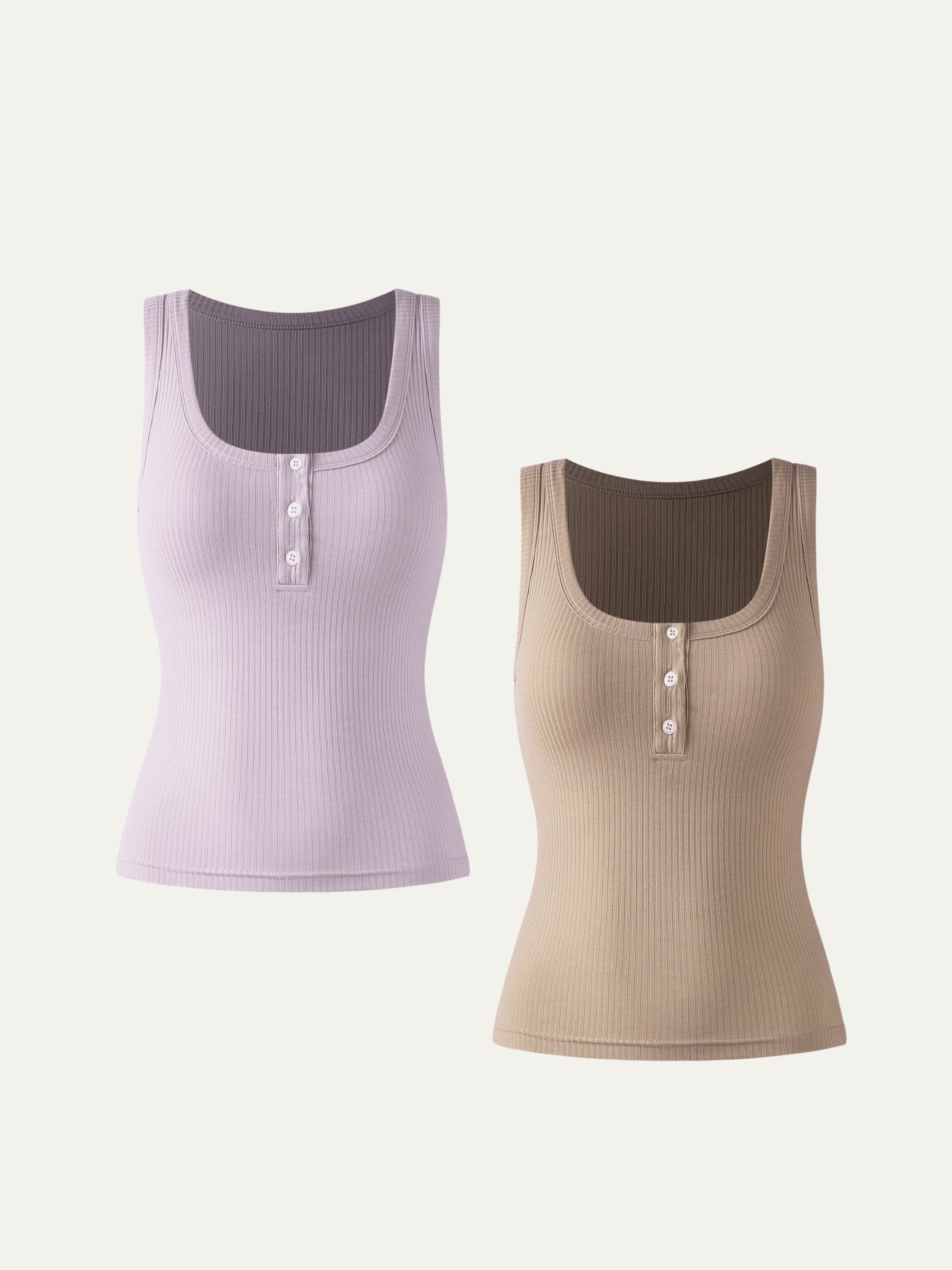 Plantive® Brami Henley Tank 2Pcs Set - Sage Mist/Glossy Grape