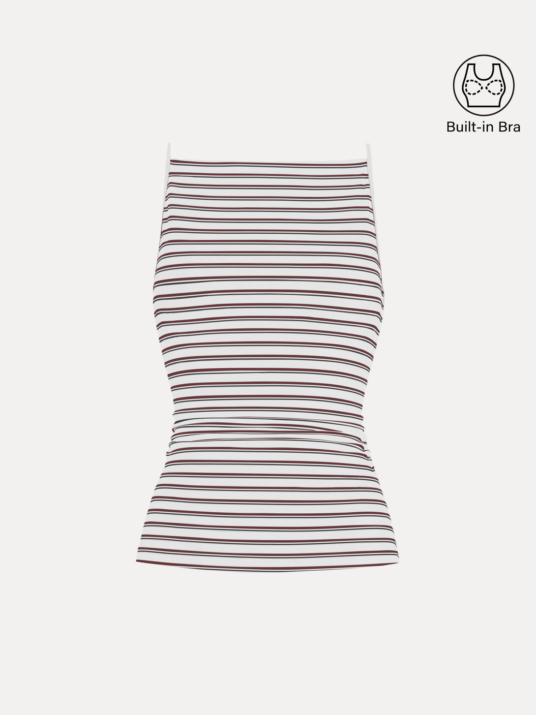 Striped Side Ruched Spaghetti New Airy Brami White/Marron Stripe XS