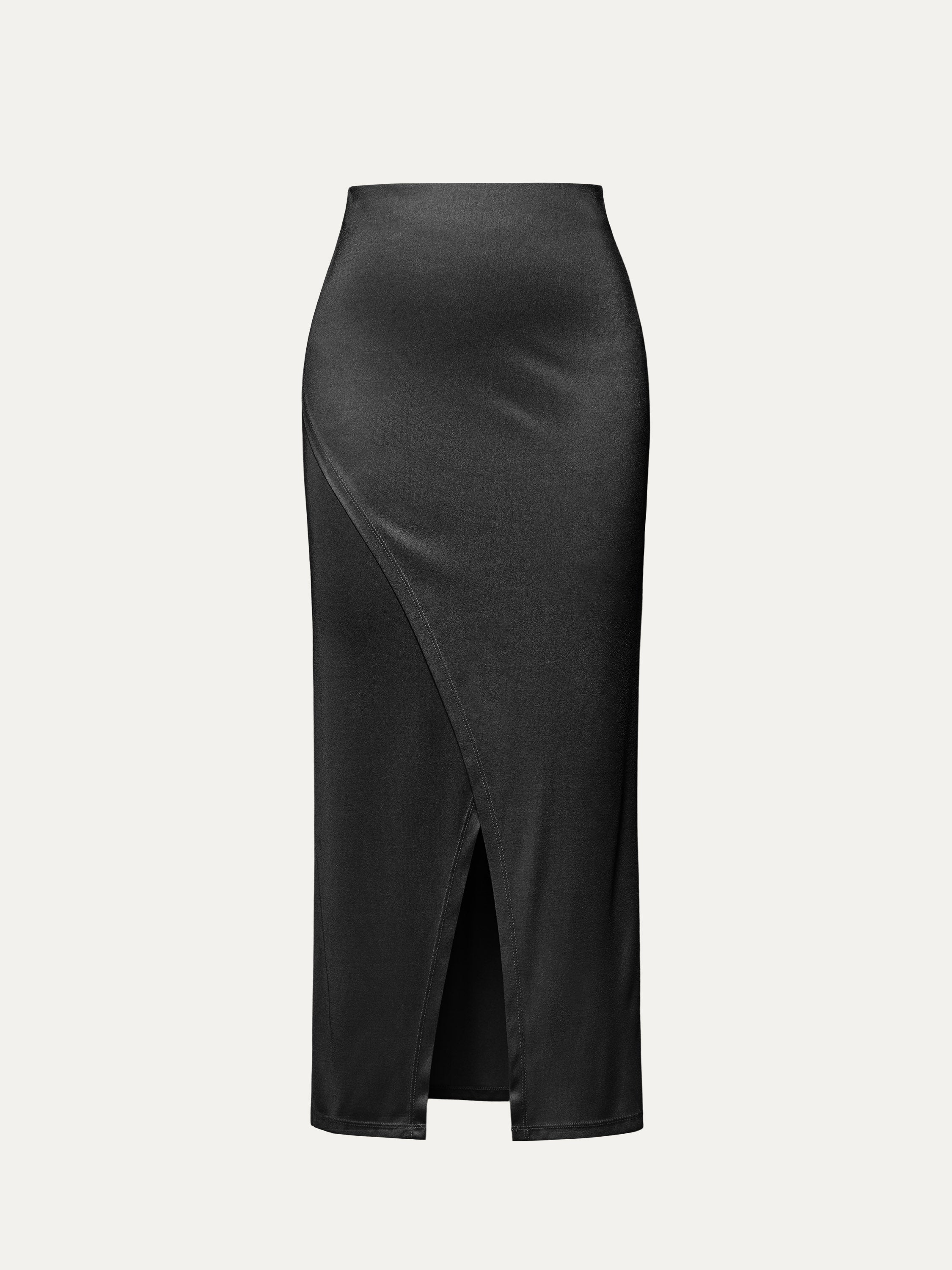 Silk-Like Acetate Ezria Maxi Skirt - Black