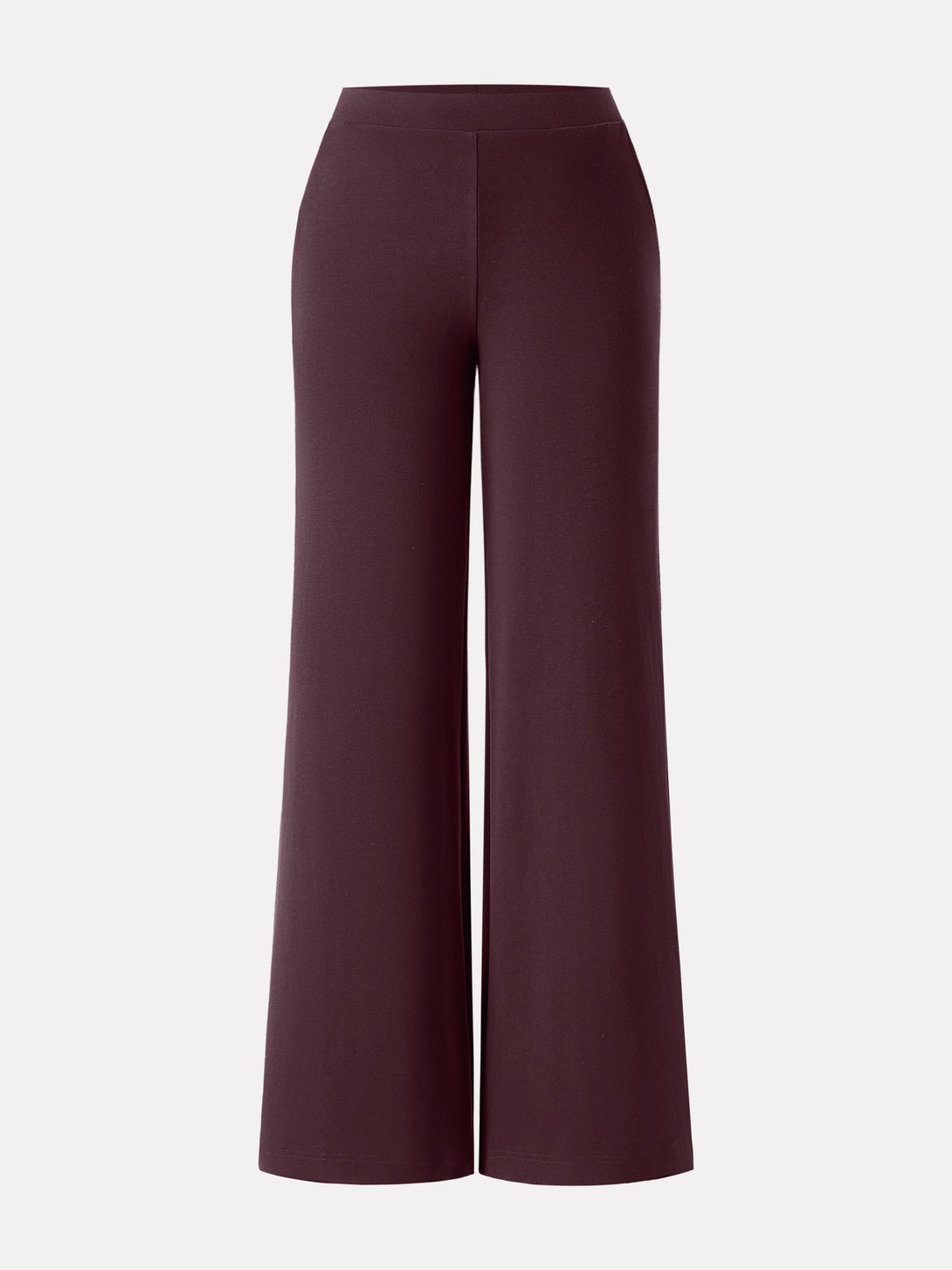Lyocell Wool Mid Rise Wide Leg Pull-on Pants with Pockets Regular Ruby Berry