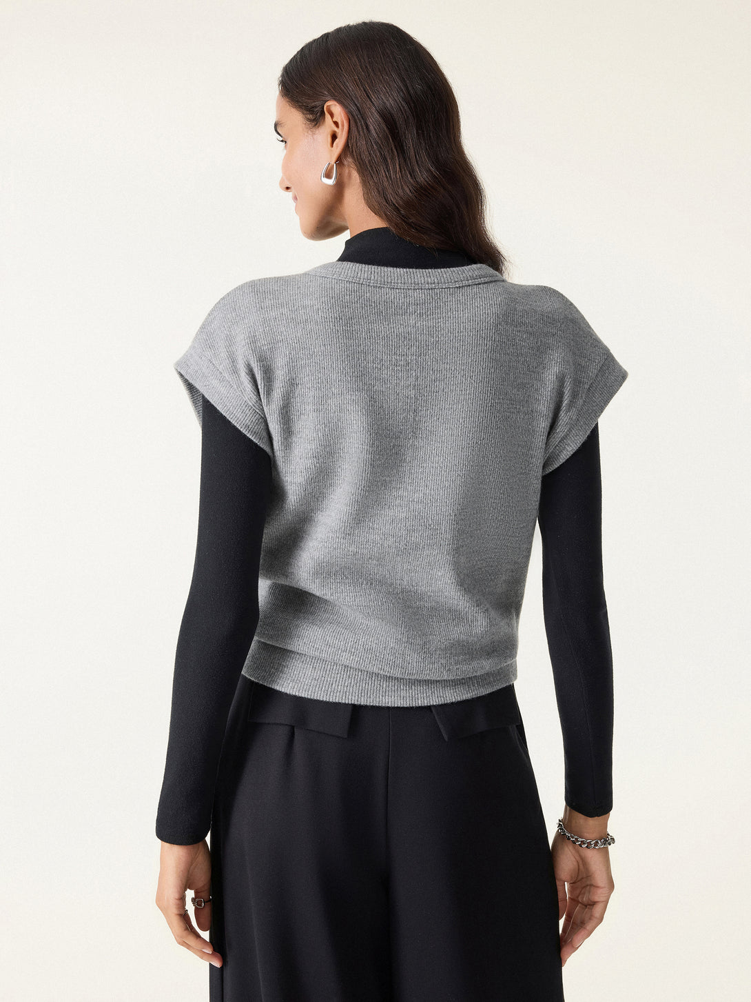 Cozy Crewneck Button Front Vest with Banded Hem