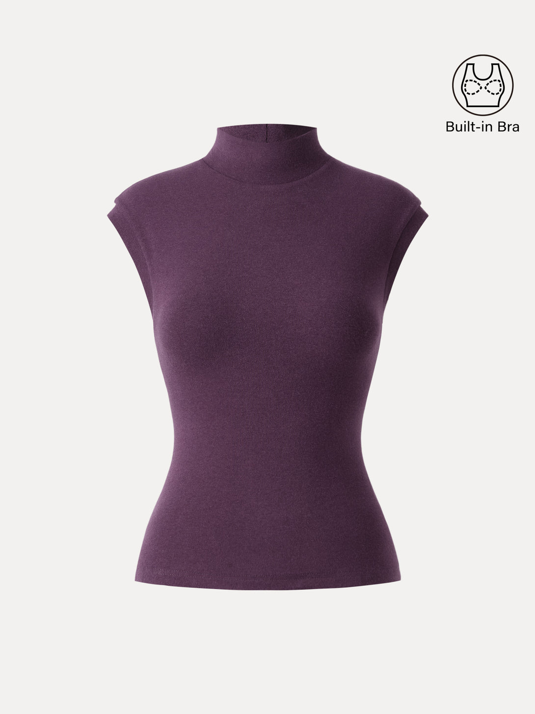Stretch Cotton Mock Neck Cap Sleeve Brami Top