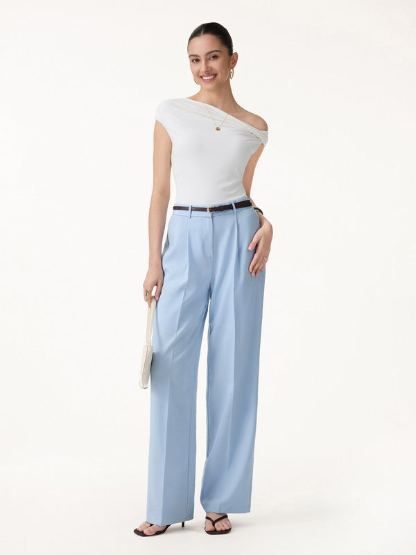 OGLmove Linen Blend Wide Leg Pants Arctic Blue XS