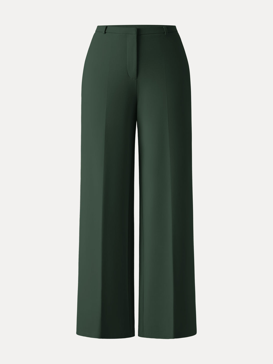Wrinkle-Resistant High Rise Wide Leg Fly-Front Trousers with Pockets