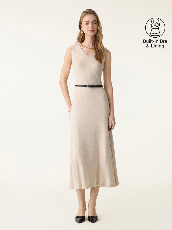 Soft Drape V-Neck Flared Midi Brami Dress Heather Pinky Mist XS