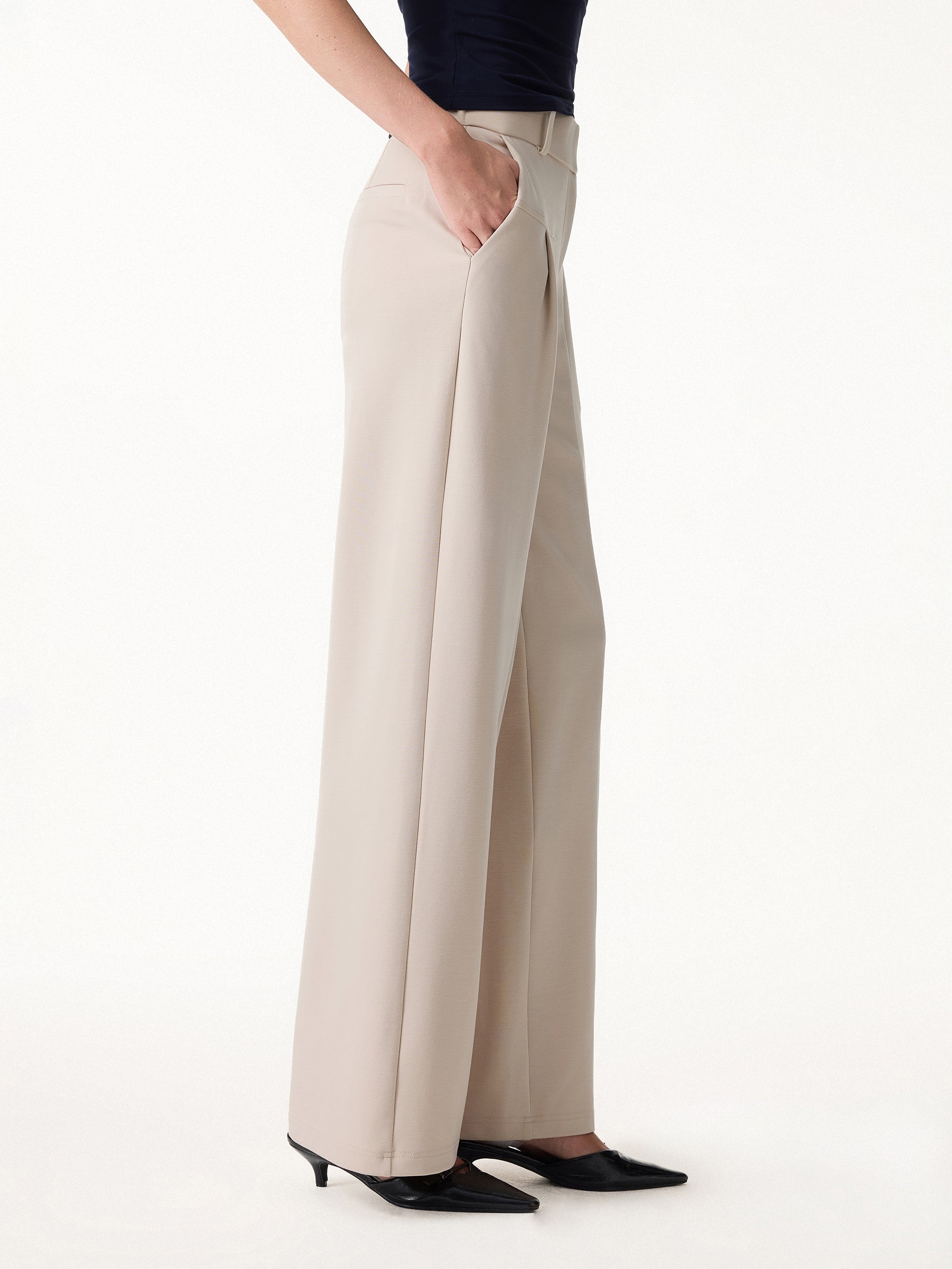 OGL Stretch Cotton Mid Rise Wide Leg Trouser – OGLmove display picture 1