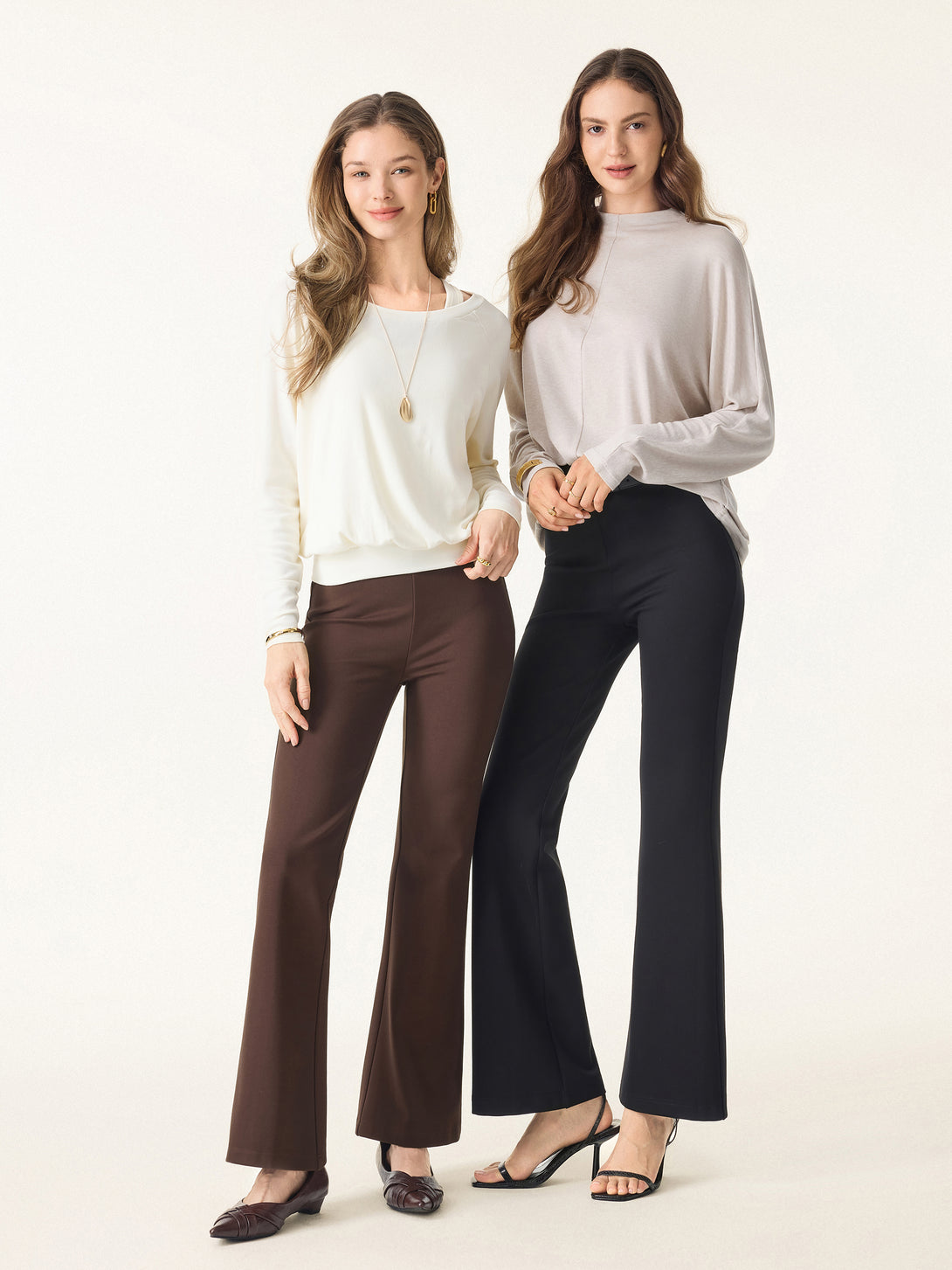 Slimming Ponte High Rise Pull-on Flared Pants