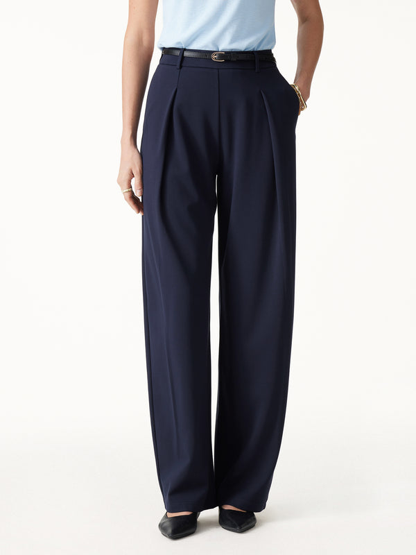 OGLmove Ponte High-Rise Barrel Pants with Pockets Regular Smoky Navy