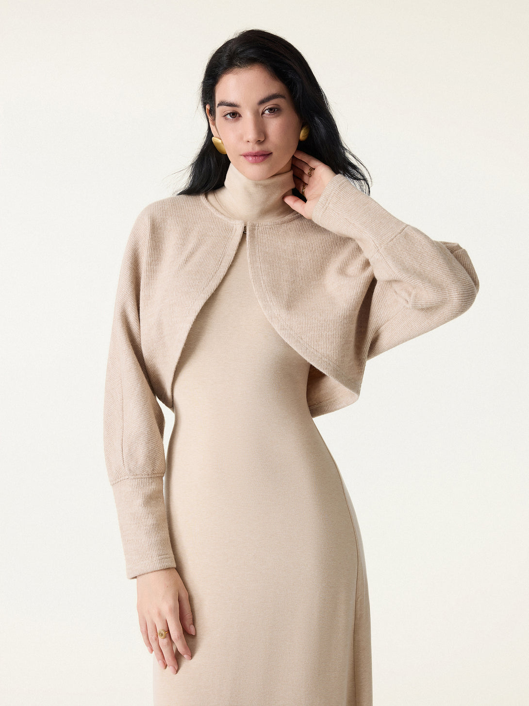 ProWarm Turtleneck Sleeveless Brami Dress with Cardigan