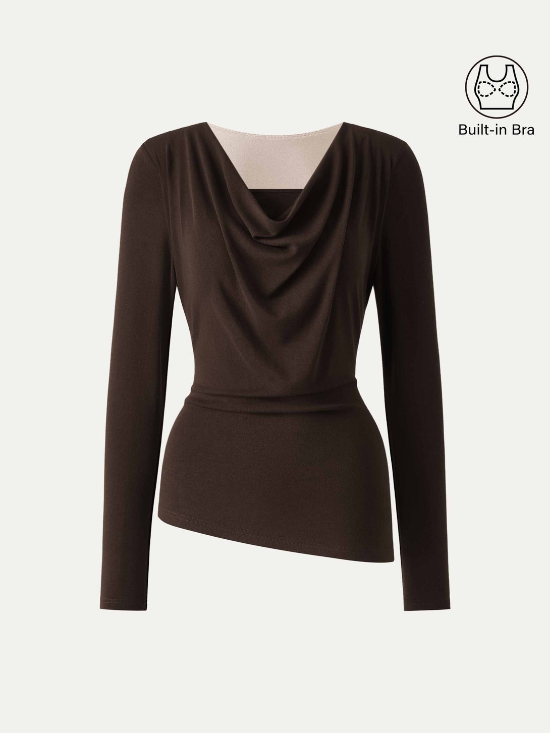 Cowl Neck Built-in Coverage Long Sleeve Brami Espresso XS
