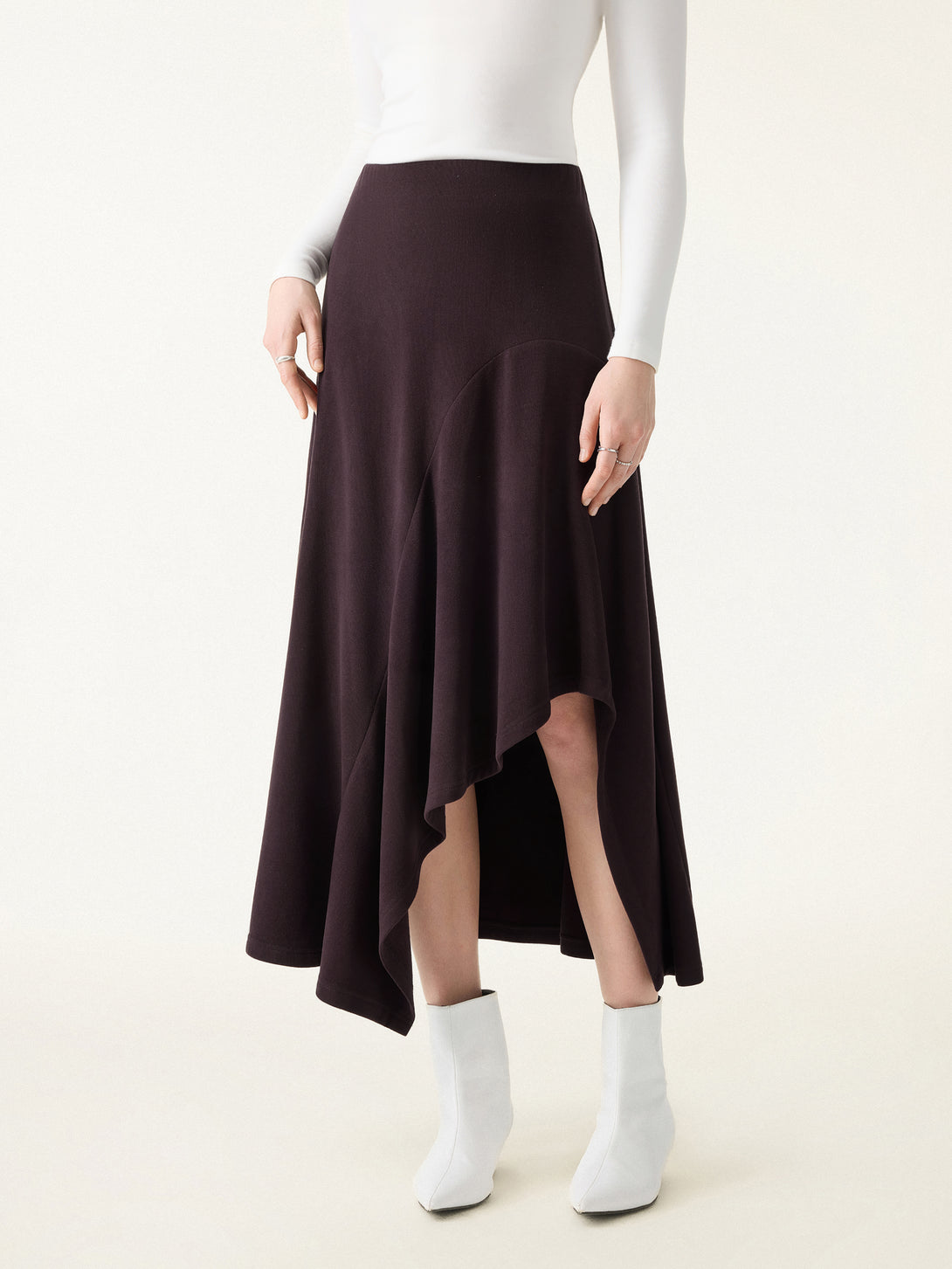 Flowy A-line Asymmetrical Midi Skirt Purple Gloam XS