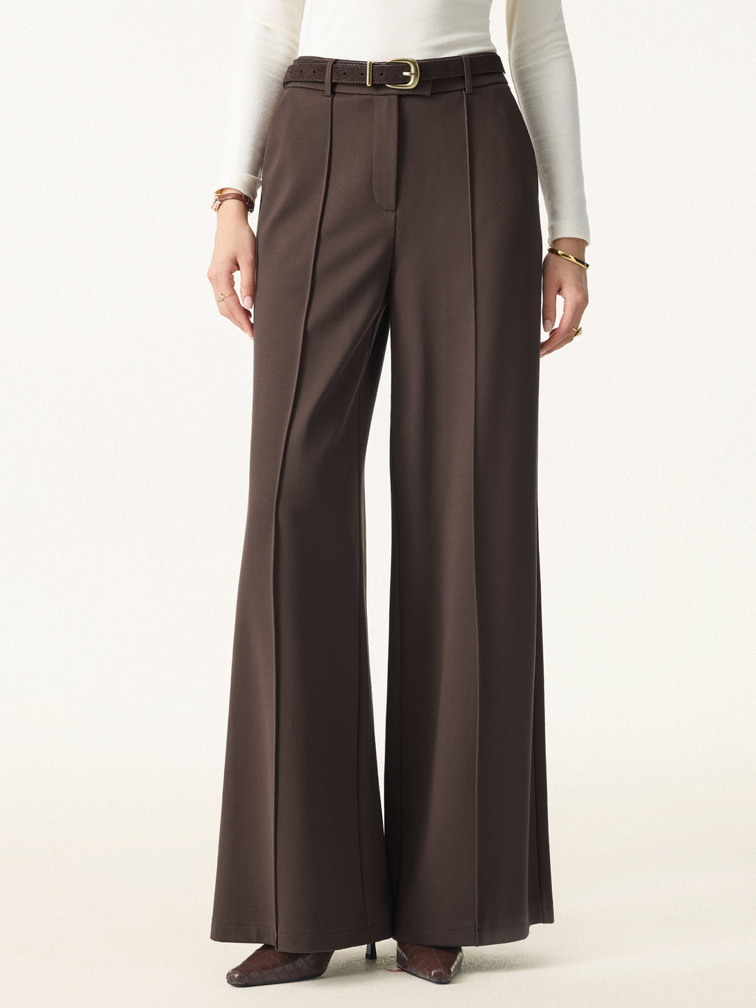 Everyday Mid Rise Wide Leg Trousers with Pockets