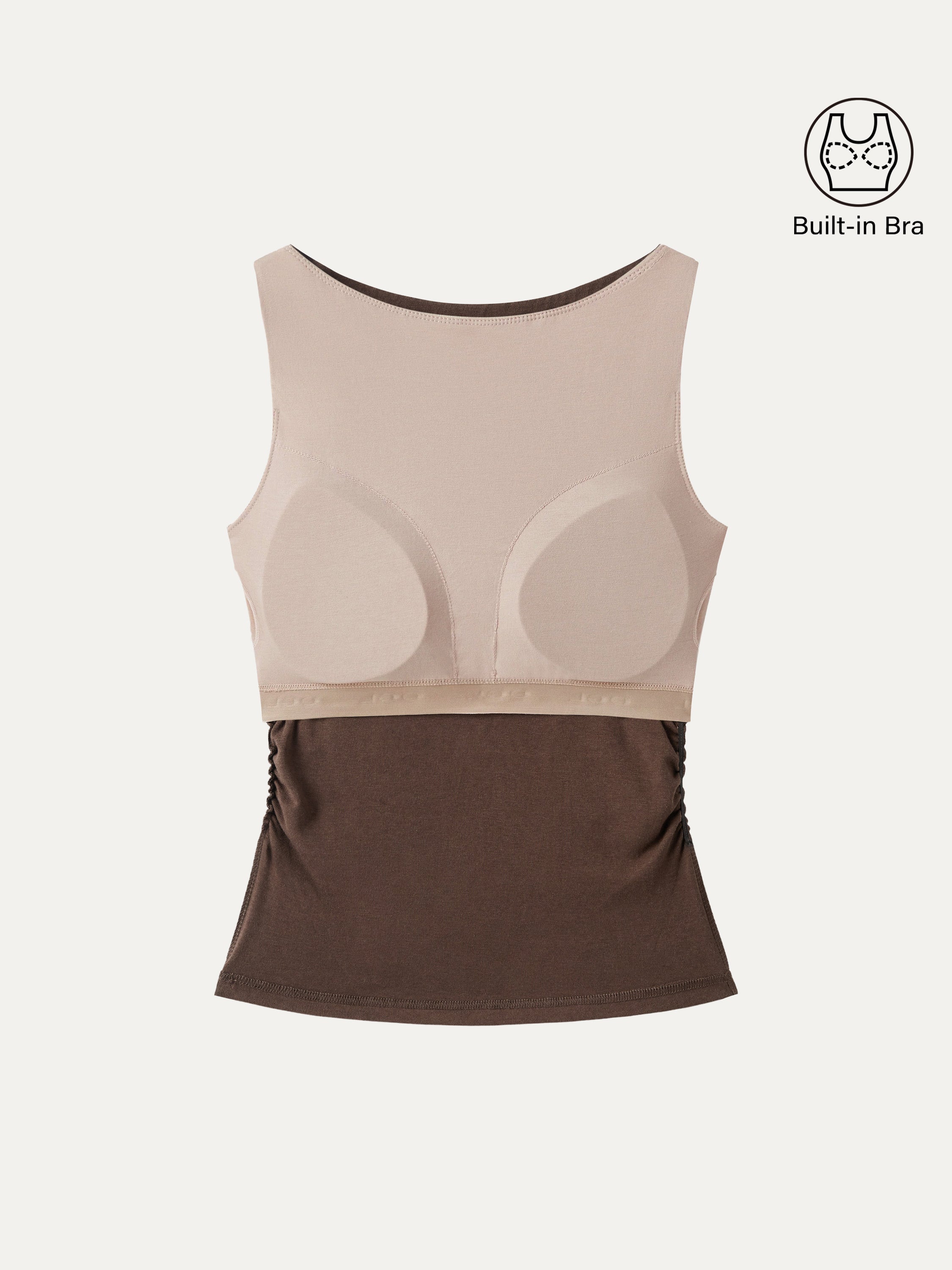 Built In Bra Ruched Boatneck Top – OGLmove