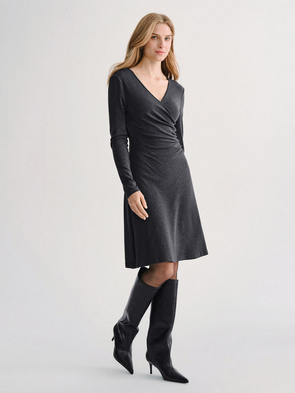 OGLmove LiteWarm Surplice Long Sleeve Gathered Mini Dress