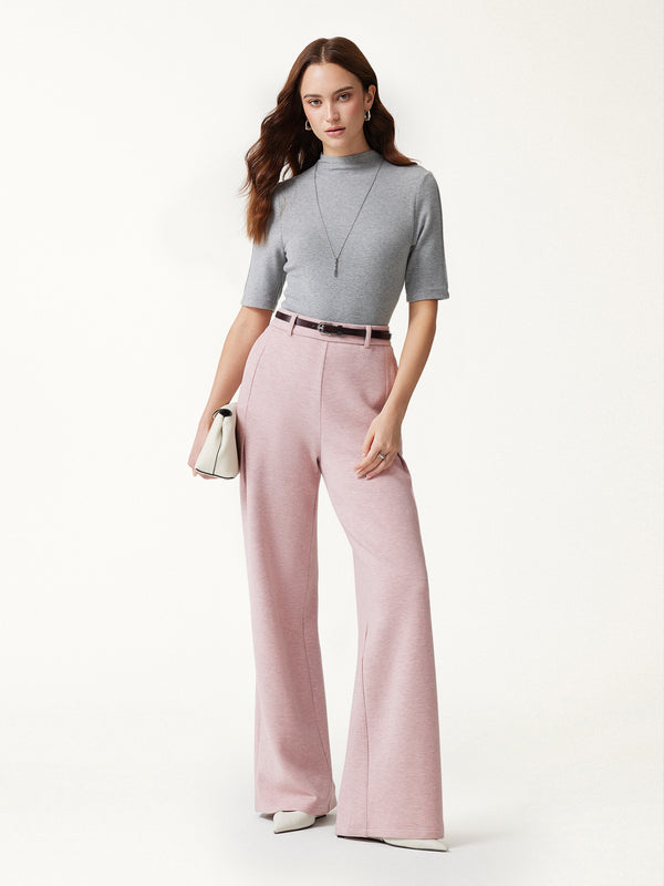 OGLmove FuzzLuxe High-Rise Wide-Leg Tuck Pants with Welt Pockets