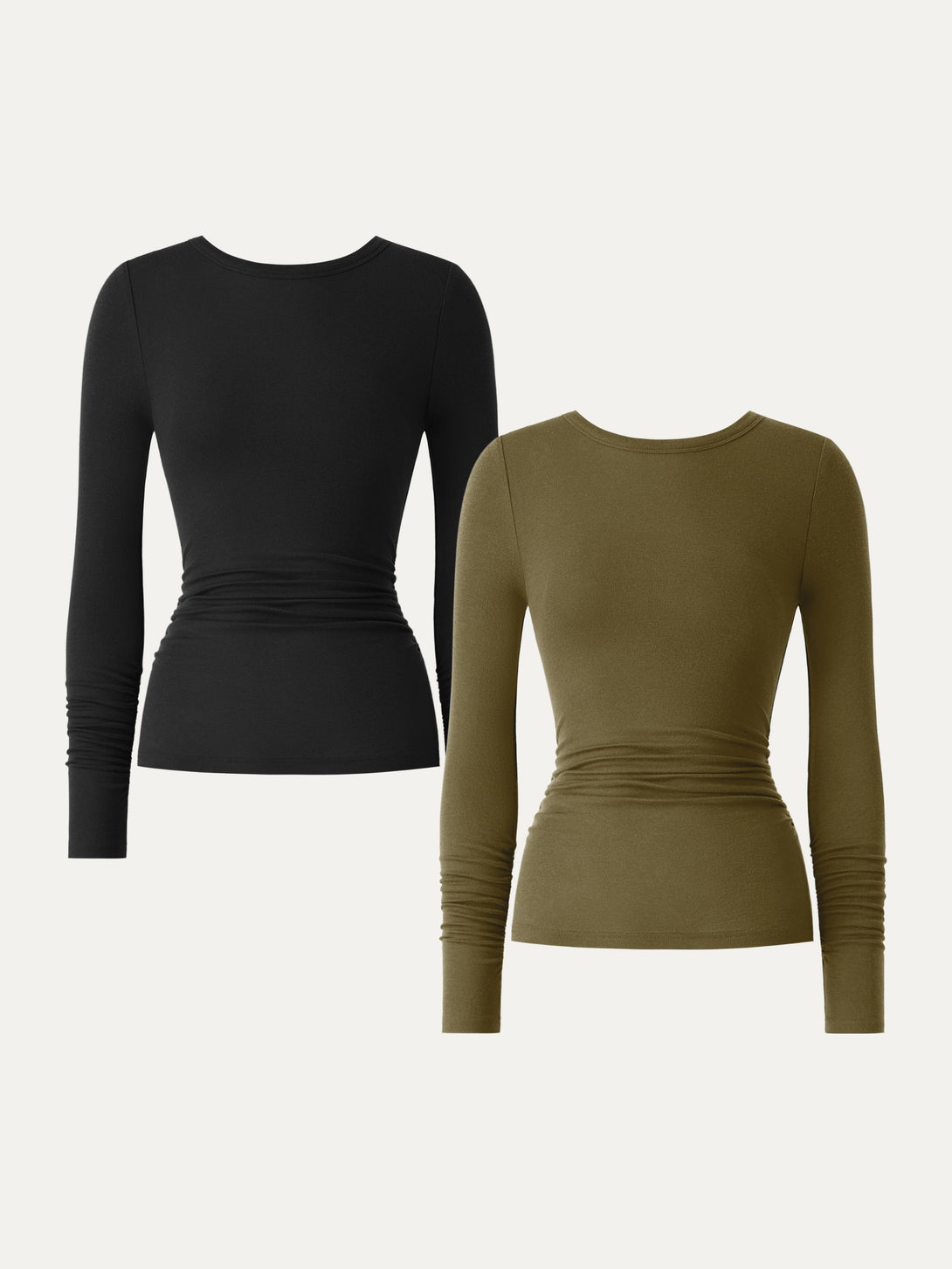 Lyocell Cashmere Ruched Sleeve Skimming Top