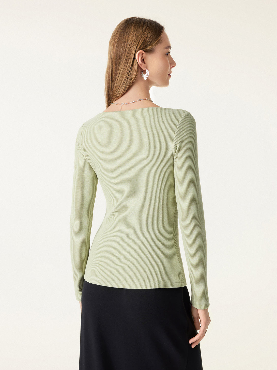 Ribbed Boatneck Long Sleeve Brami