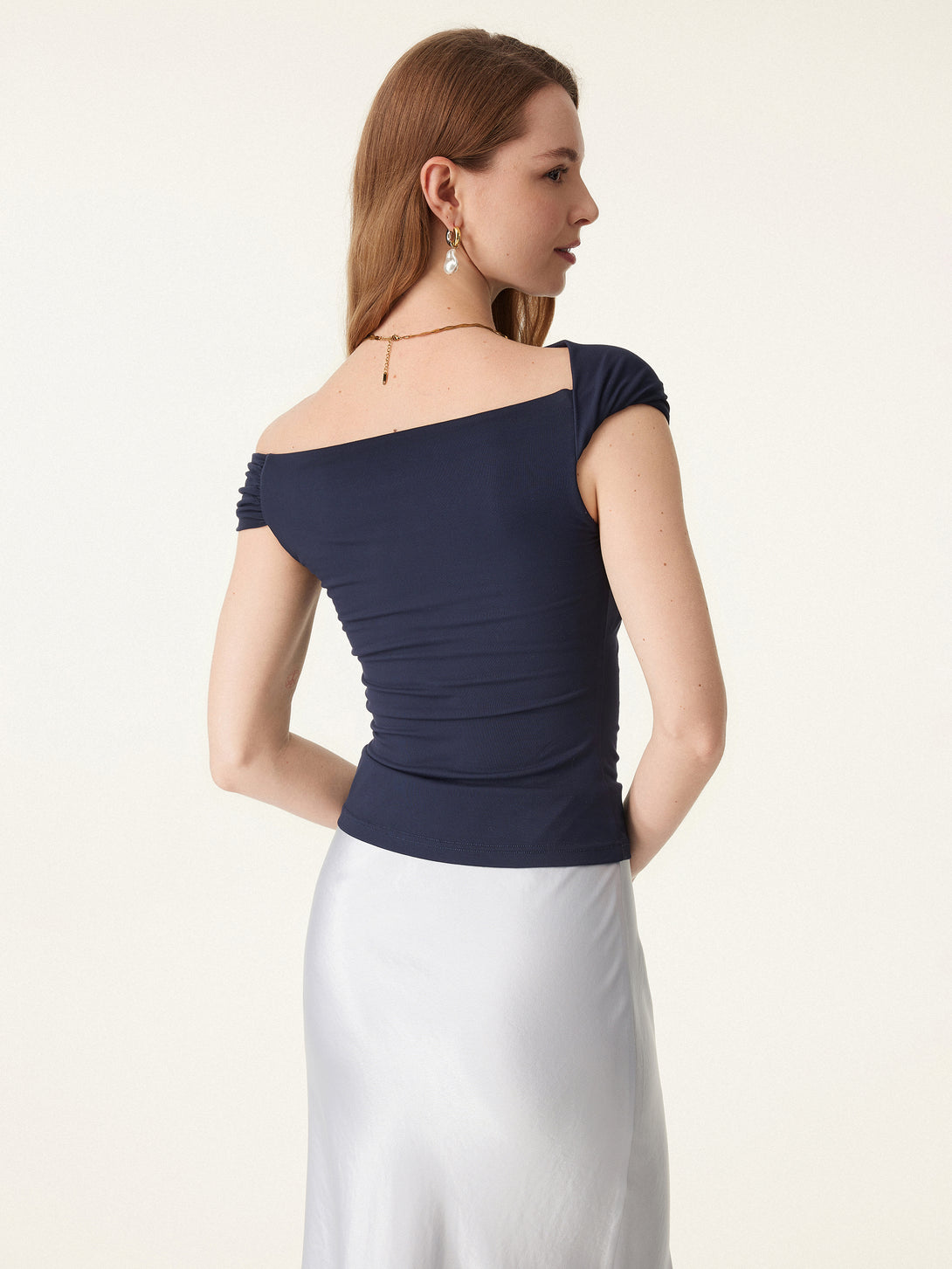 2Pcs Set Multi-wear Versatile Necklines Brami Top & Essential Ruched Mini Circle Skirt