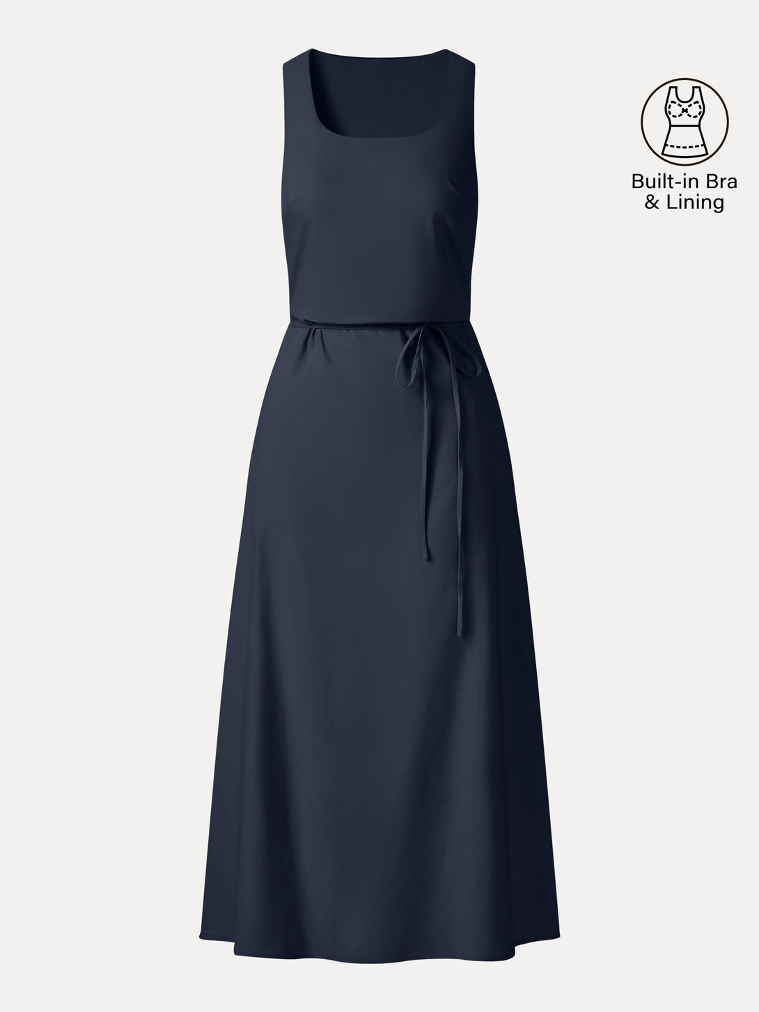 linen dress with built in bra Women's Halter Tie Back Built-in Bra Maxi Resort Linen-Feel Dress with Pockets