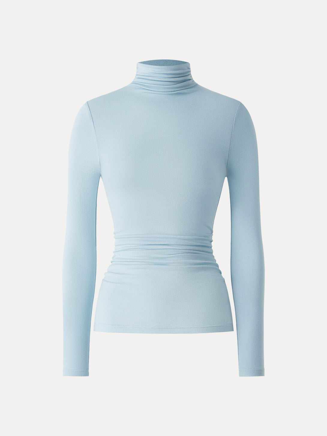 Lyocell Cashmere Turtleneck Side Ruched Top