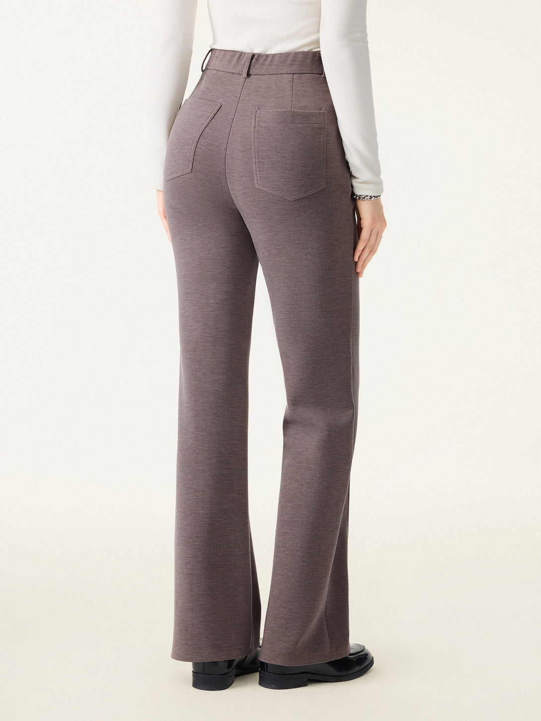 Double-Faced Cozy High Rise Pintuck Pull-on Pants with Pockets