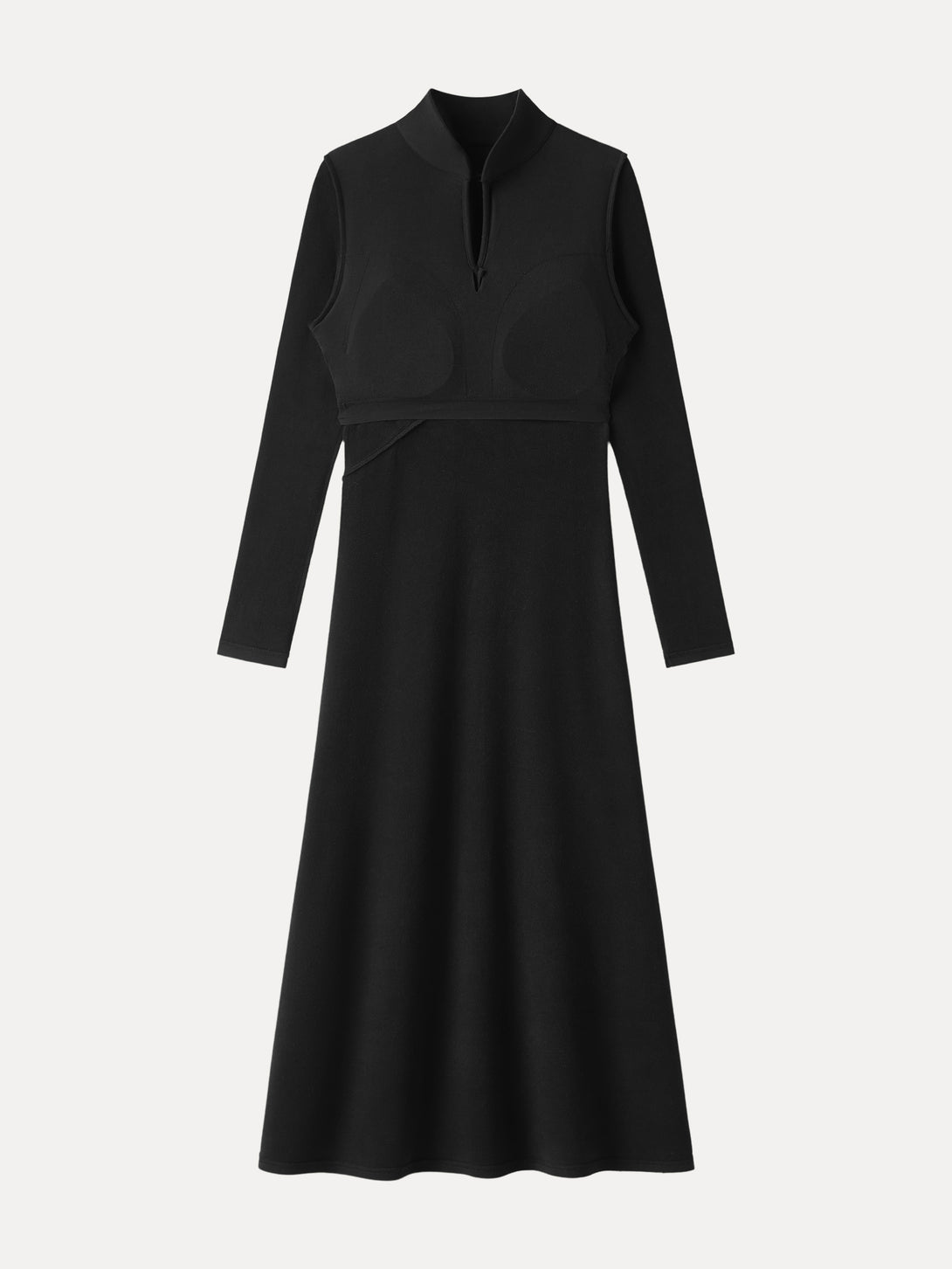 Standout Mandarin Collar Frog Button Midi Brami Dress