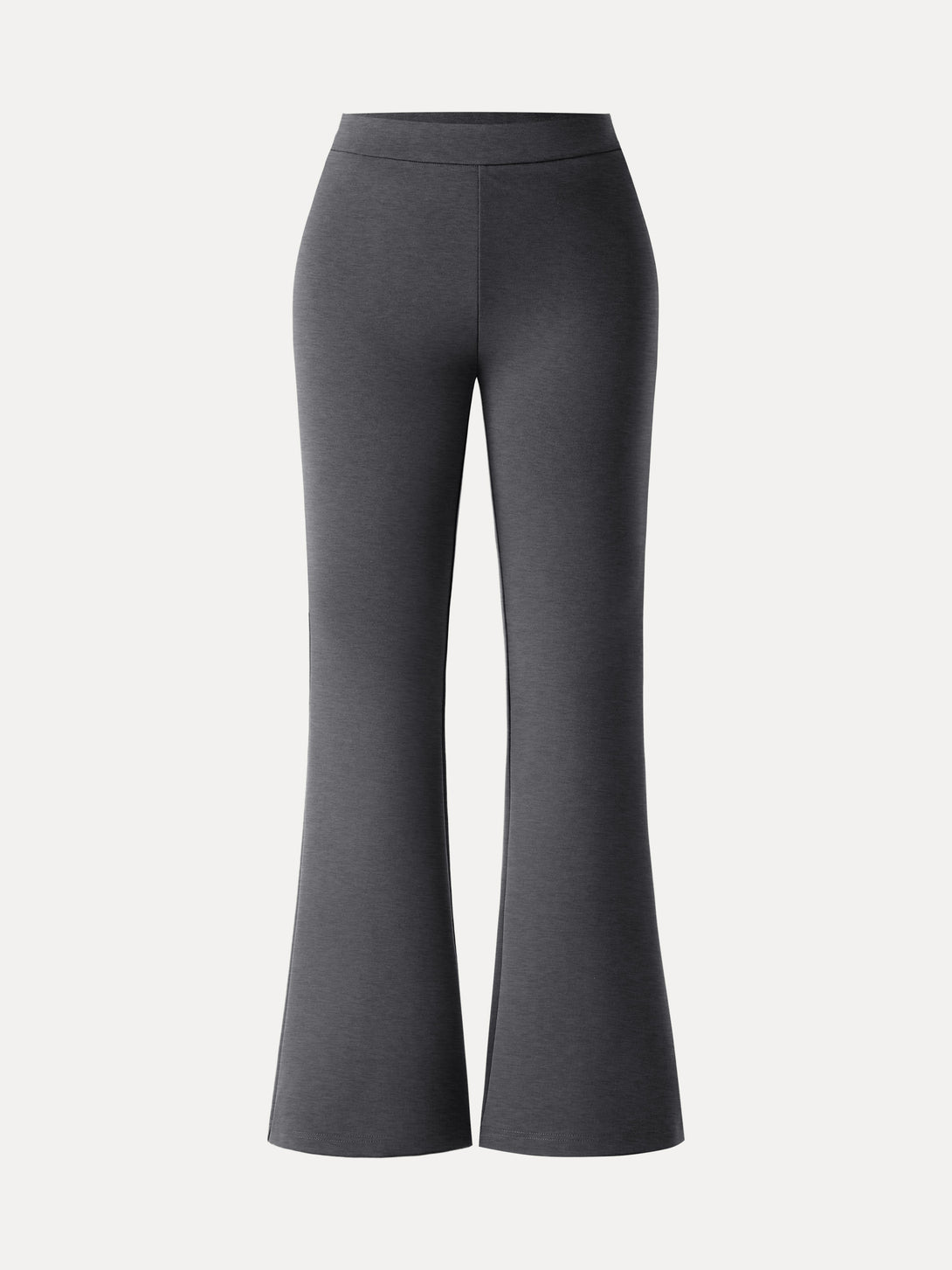 Slimming Ponte High Rise Pull-on Flared Pants Petite Heather Black
