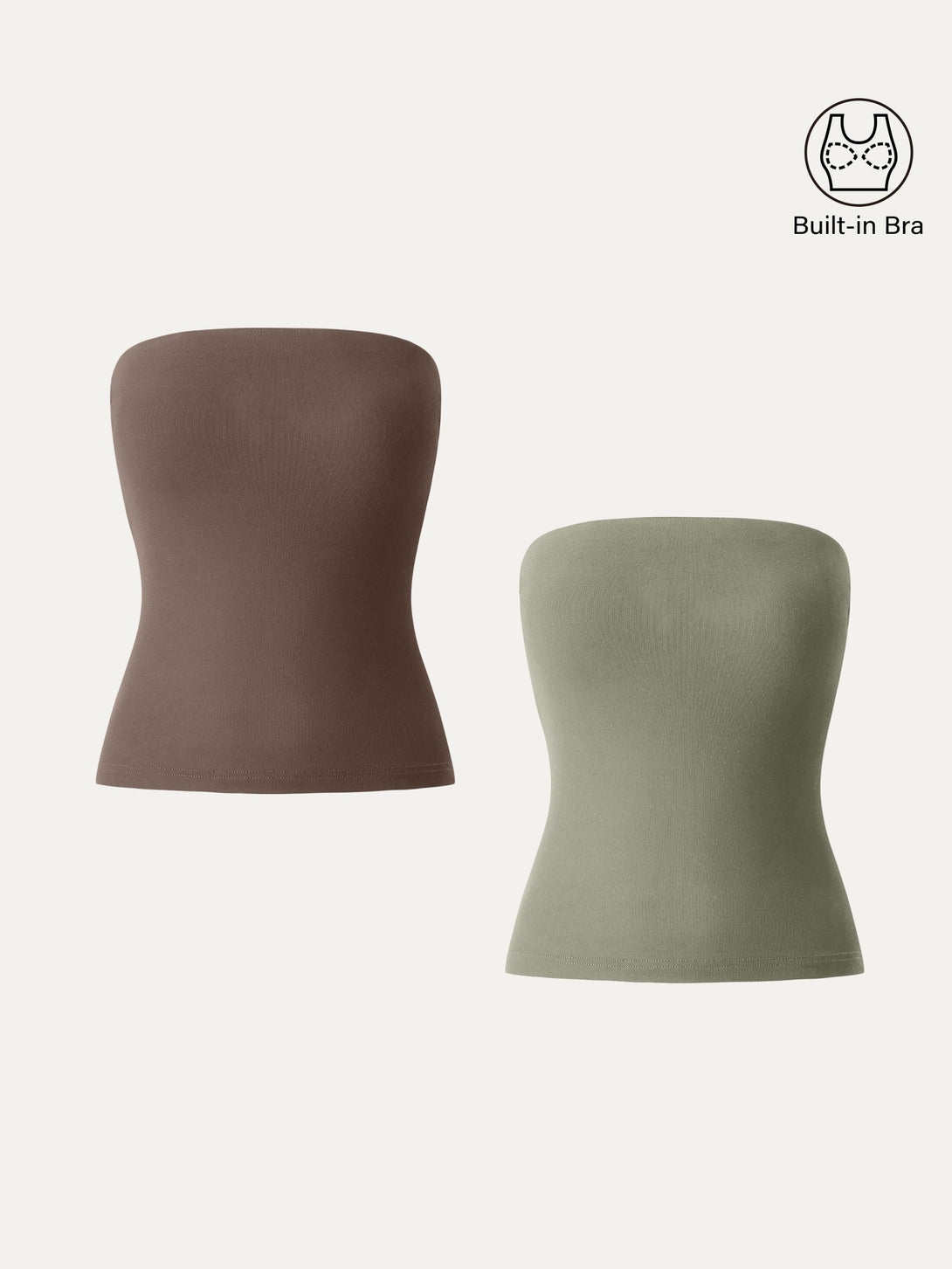 2Pcs Set Non-slip Essential Tube Brami Top Tate Olive/Iced Mocha XS