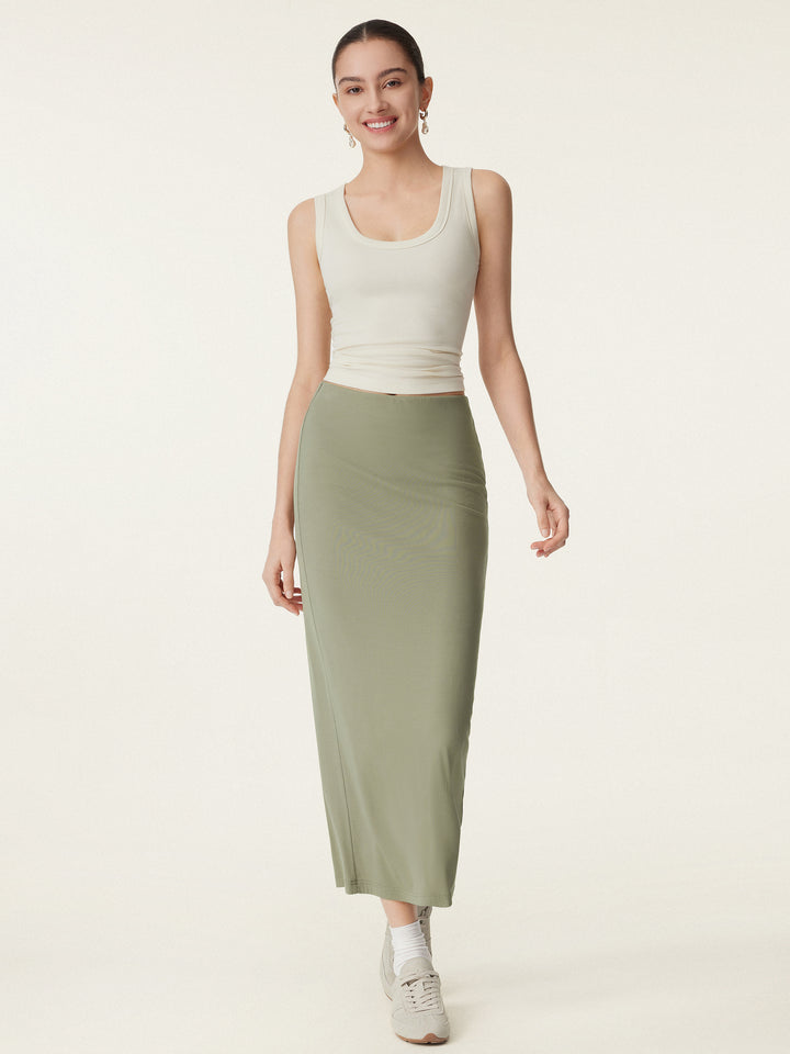 Effortless Column Maxi Skirt Tate Olive XS