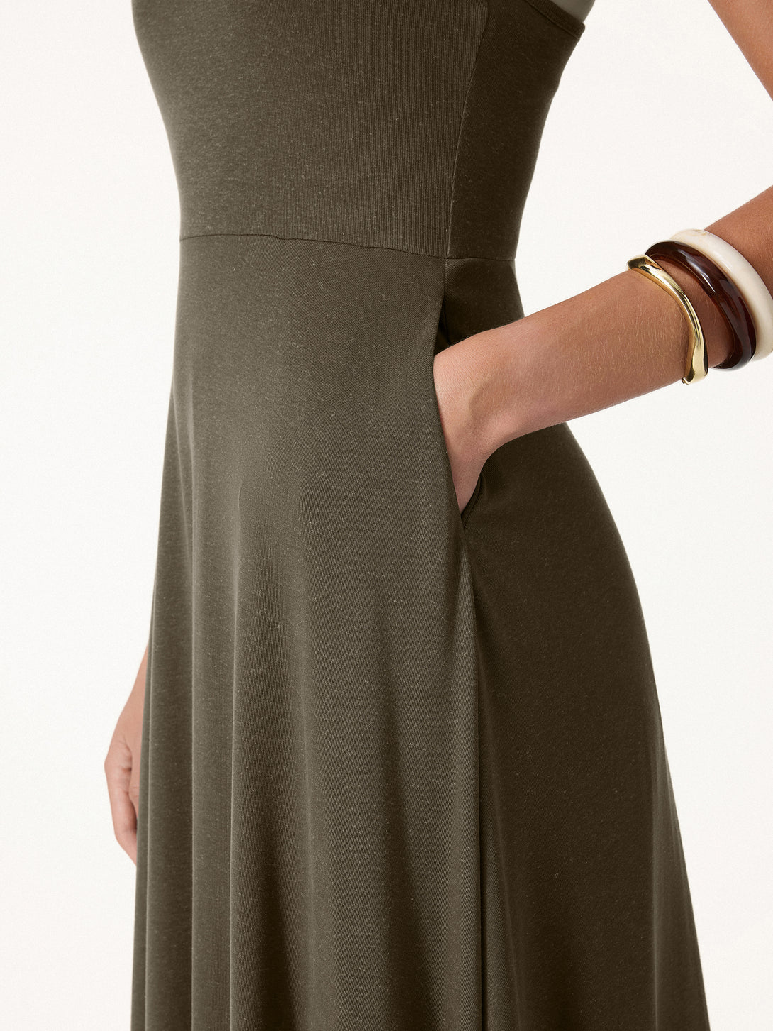 OGL Soft Linen Knit Spaghetti Midi Bra Dress  OGLmove