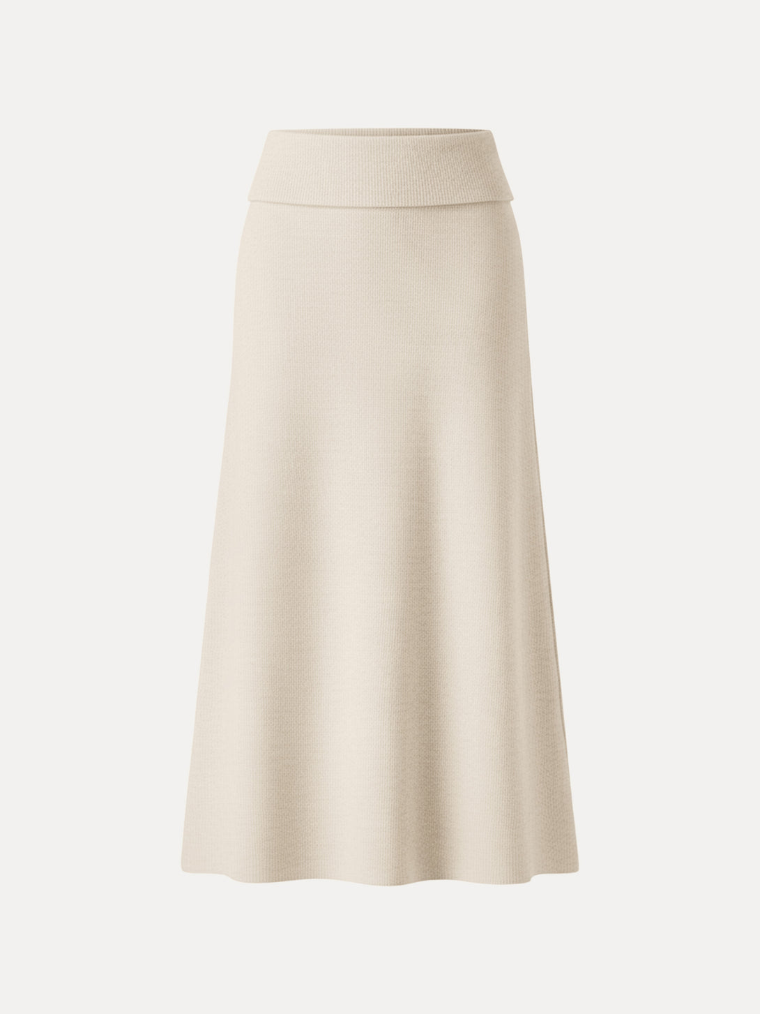 Cozy Ribbed Fold-Down Waistband A-line Maxi Skirt Heather Tan XS