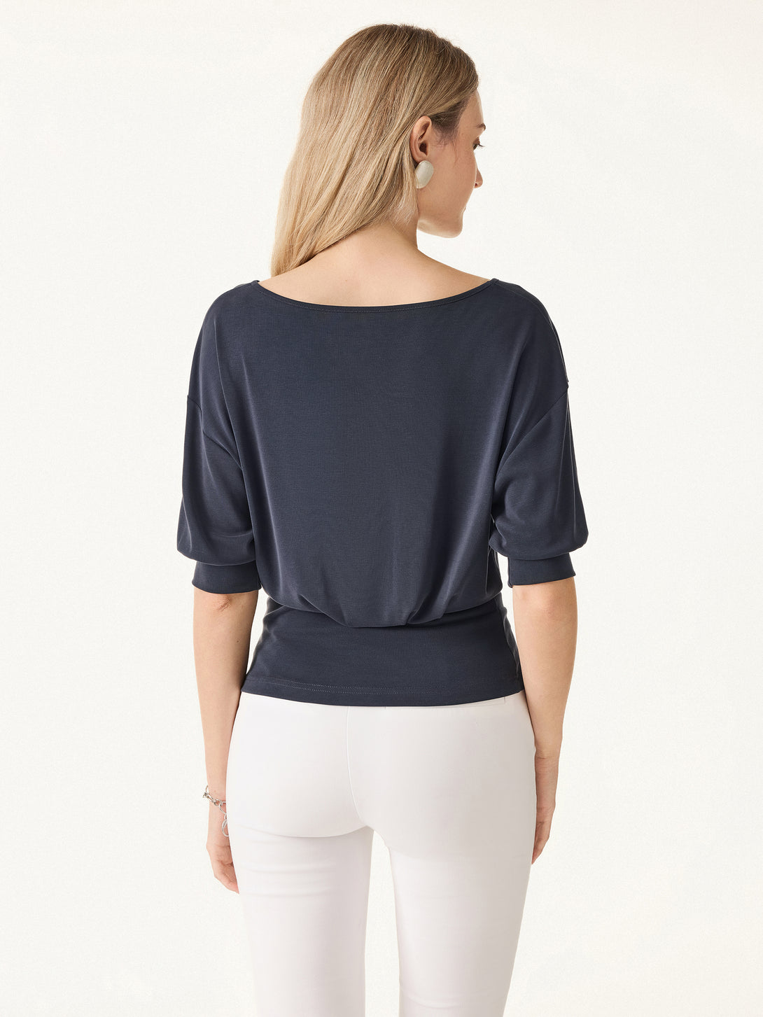 Scoop Neck Short Sleeve Tucked Tee