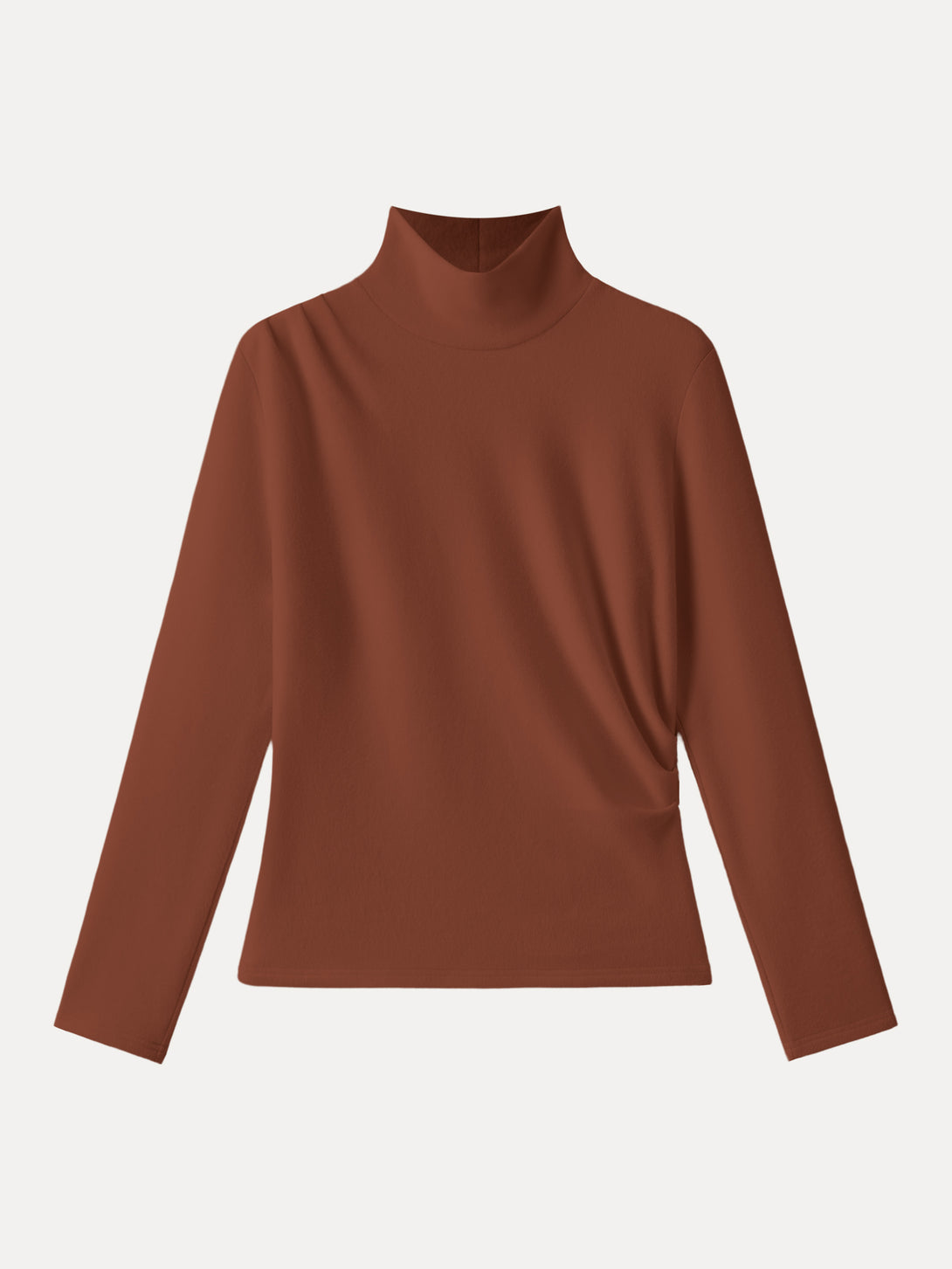 MaxWarm Mockneck Tucked Waist Long Sleeve Top Rust XS
