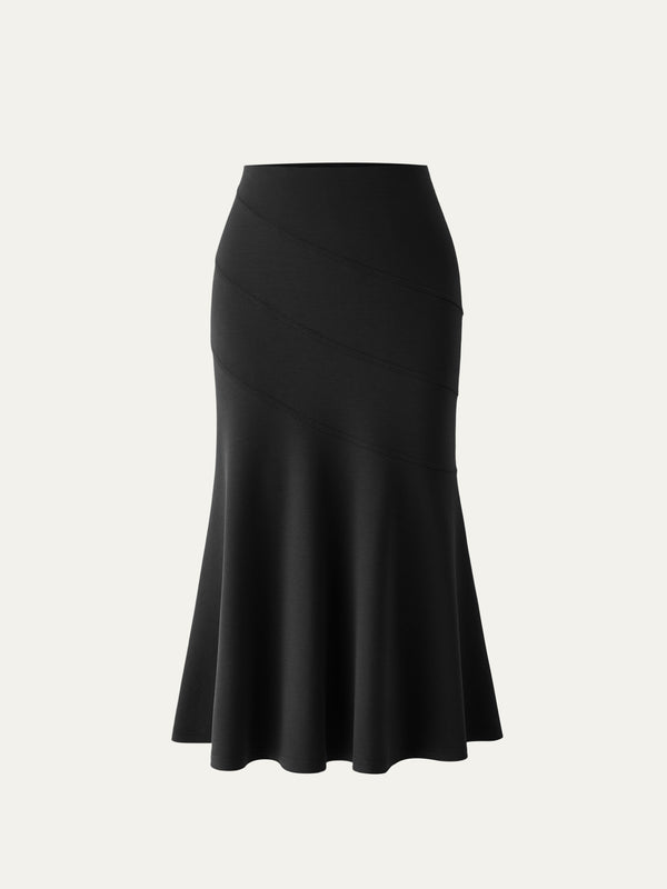 High Waisted Fishtail Midi Skirt