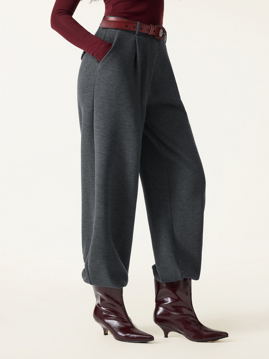 Cozy Warm High Rise Tapered Utility Pants with Pockets