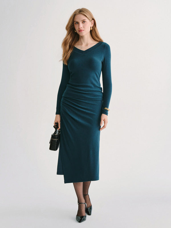 OGLmove LiteWarm High-Rise Side-Tuck A-Line Midi Skirt