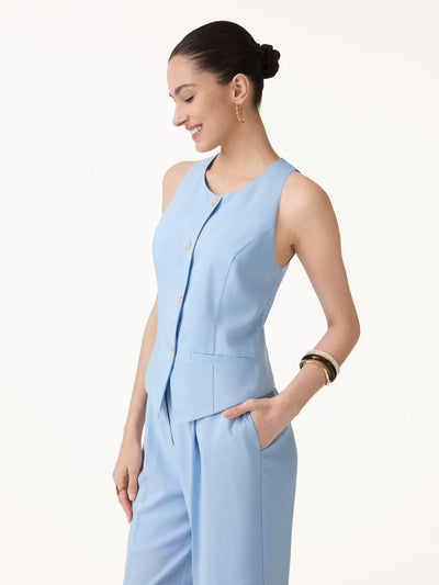 OGLmove Wrinkle-Resistant Linen Summer Waistcoat with Pockets
