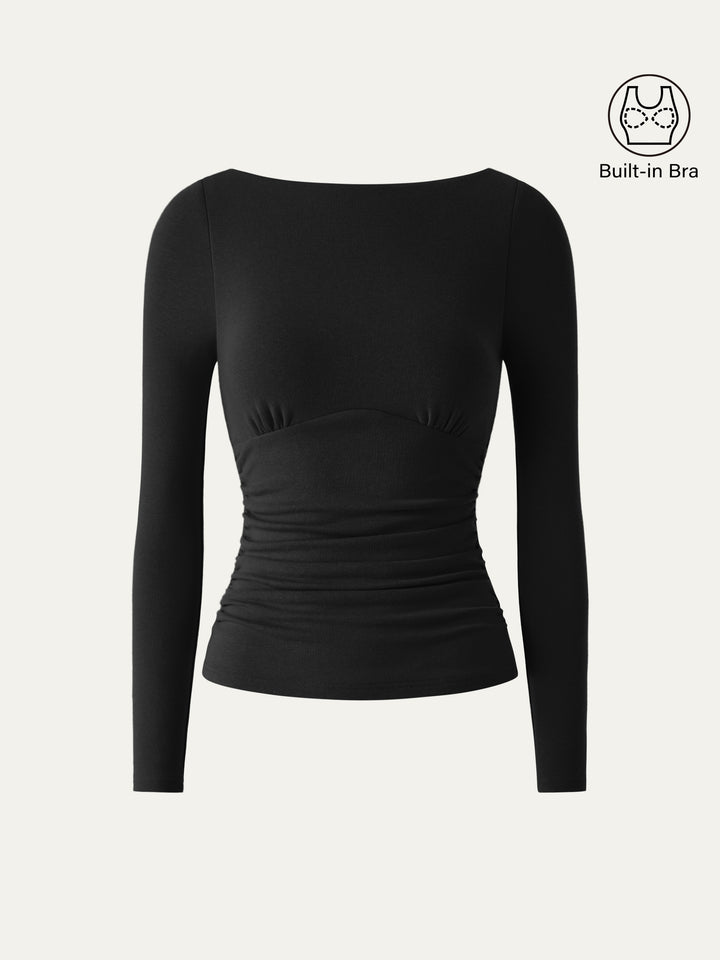 black boat neck top