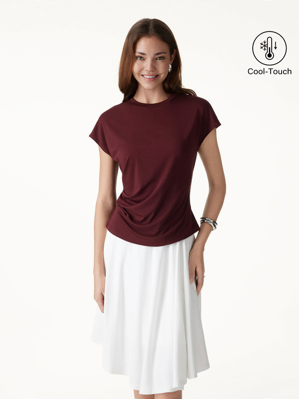 OGLmove Relaxed Round Neck Tucked Cap Sleeve Tee Ruby Red XS