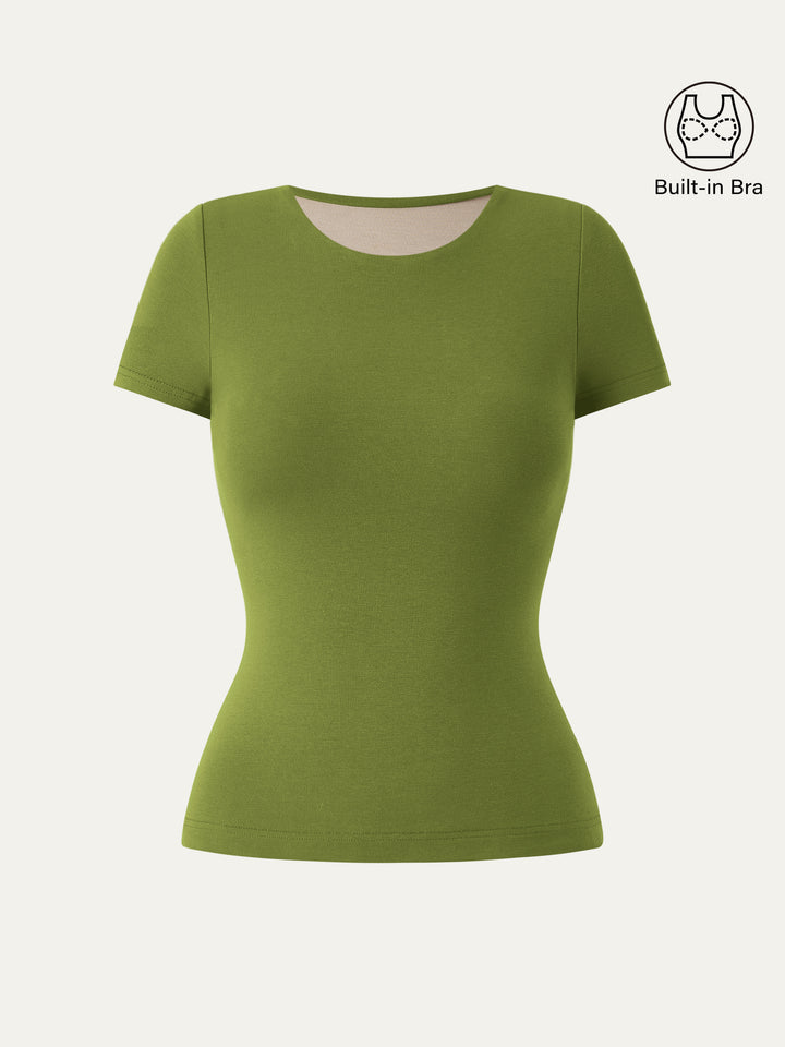 Crewneck Slimming Short Sleeve New Airy Brami Peri Green XS