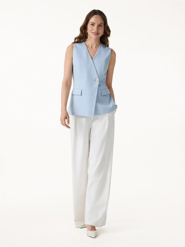 OGLmove Summer V-Neck Office Staple Waistcoat with Pockets