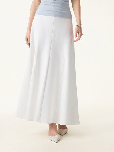OGLmoveWrinkle-Resistant A-Line Flared Maxi Skirt White XS