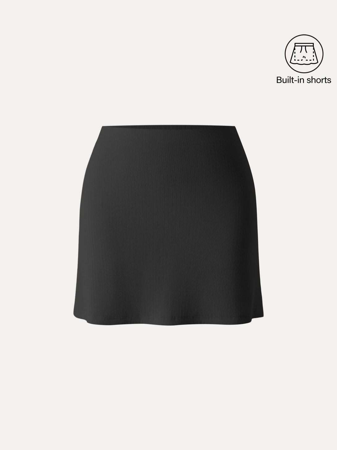 Stretch Cotton Pointelle A-line Mini Skirt with Built-in Shorts Black XS