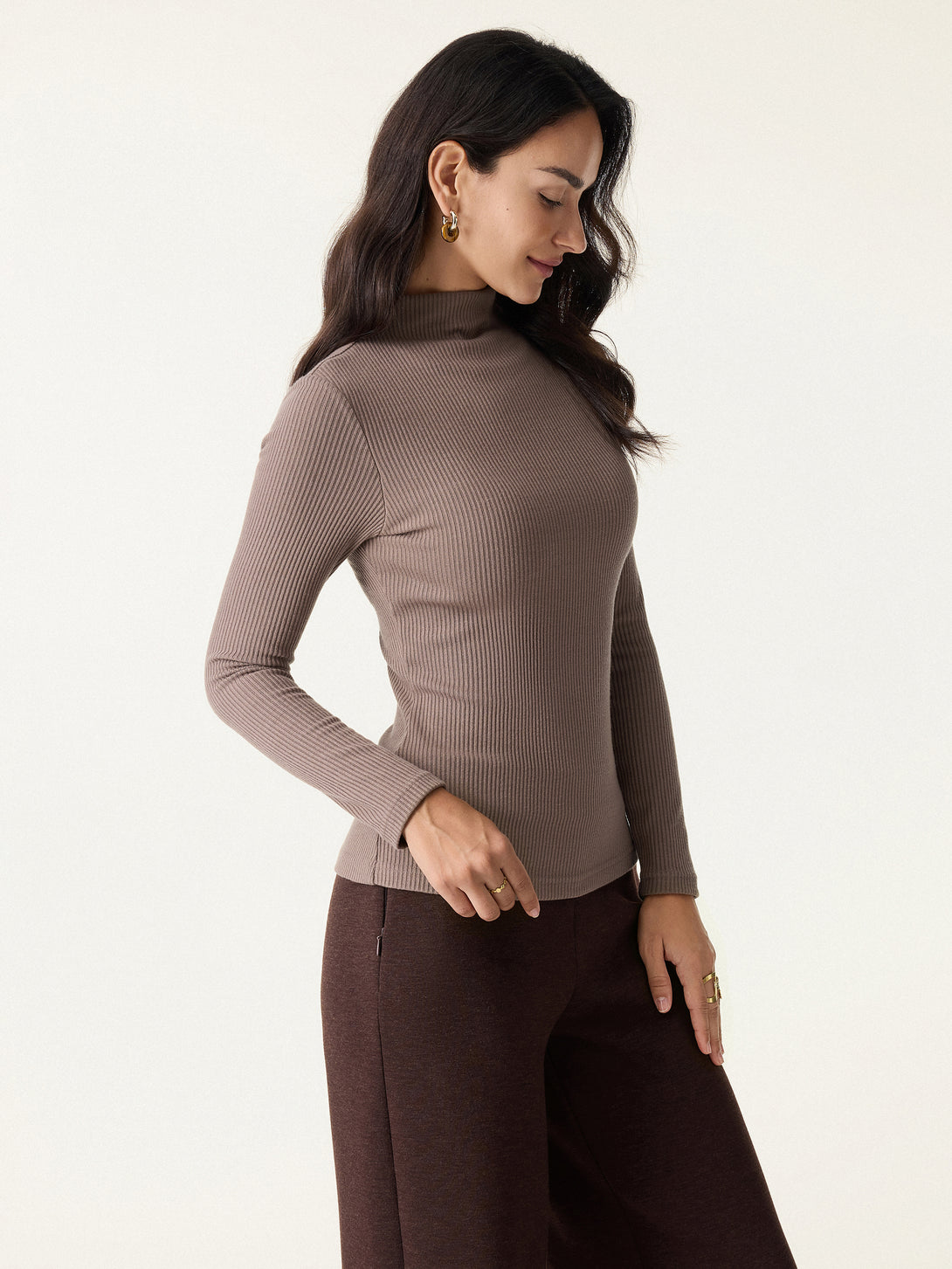 Ribbed Mockneck Long Sleeve Brami
